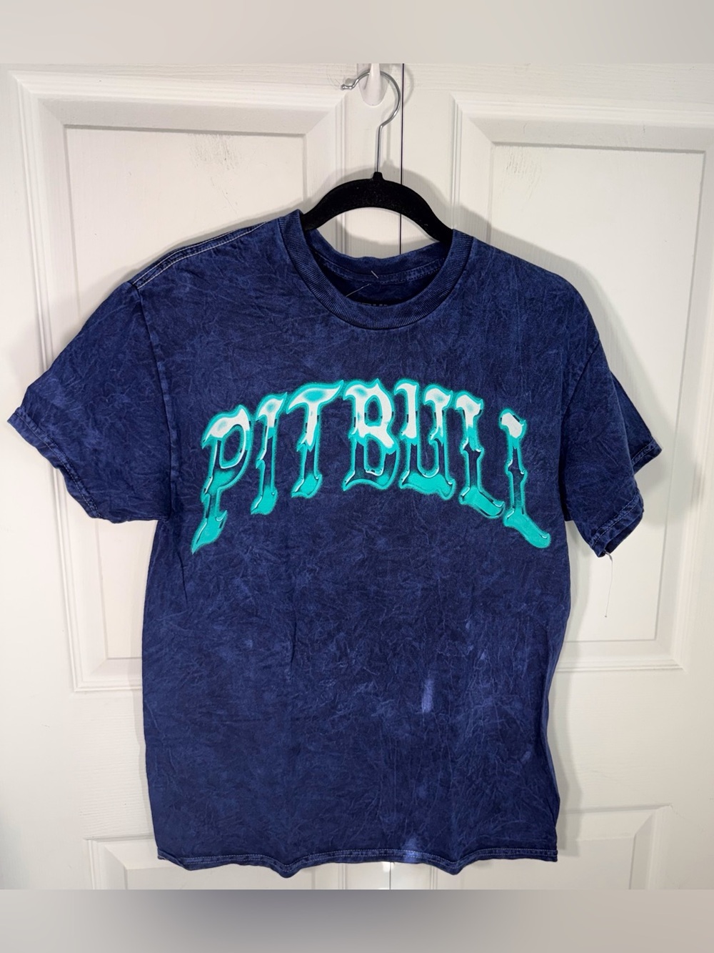Pitbull Navy Blue 'Pit Bull' Graphic Tee with Teal Lettering